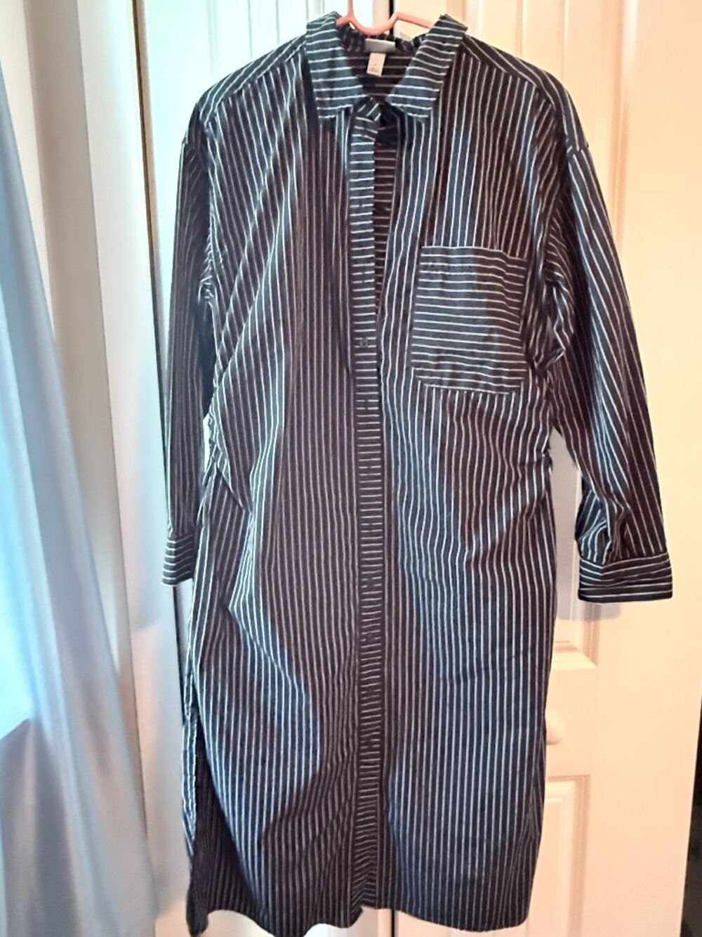 a new day Black and White Striped Midi Shirt Dress
